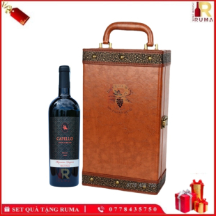 Set quà tặng hộp da 2 chai rượu vang Ý Capello