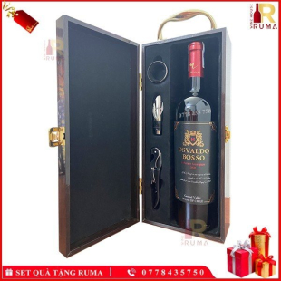 Set quà tặng 1 chai vang Chile Osvaldo - Hộp sơn mài