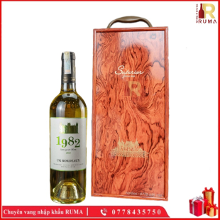 Set quà tặng 1 chai vang trắng Pháp 1982 - Hộp sơn mài