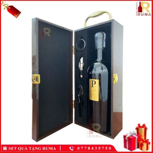 Set quà tặng 1 chai vang Ý Piero Bonnci - Hộp sơn mài