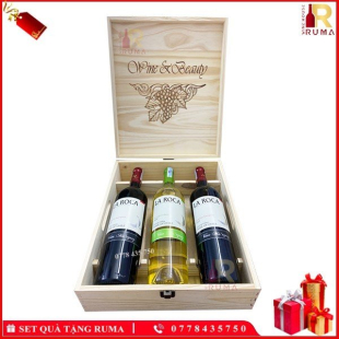 Set quà tặng 3 chai rượu vang Chile La Roca
