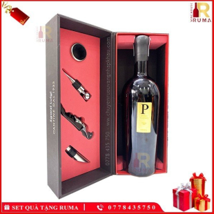 Set quà tặng hộp 1 chai rượu vang Ý Piero Bonnci kèm phụ kiện