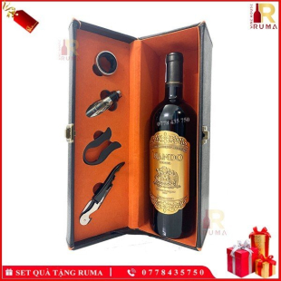 Set quà tặng hộp da 1 chai rượu vang Chile Nando