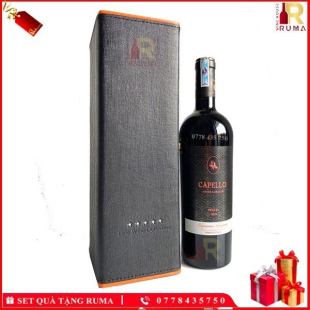 Set quà tặng hộp da 1 chai rượu vang Ý Capello