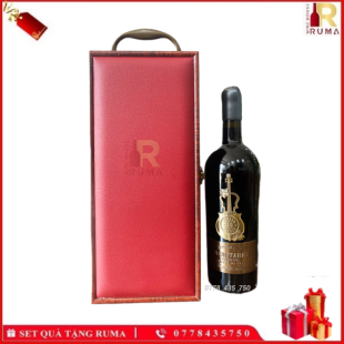 Set quà tặng hộp da 1 chai rượu vang Ý La Chitarra (Vang Cây Đàn) - GMD