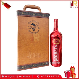 Set quà tặng hộp da 2 chai rượu vang ngọt  Ý Morata - CN