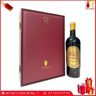 Set quà tặng hộp da 2 chai rượu vang Pháp Amelie - GMD