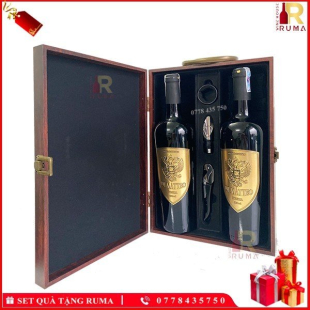 Set quà tặng hộp da 2 chai rượu vang Ý Di Matteo - GMD