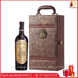 Set quà tặng hộp da 2 chai rượu vang Chile Nando