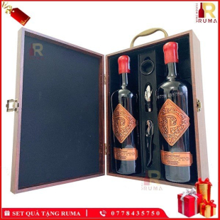 Set quà tặng hộp da 2 chai rượu vang Ý Pessotto - GMD