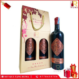 Set quà tặng hộp giấy 2 chai rượu vang Ý Pessotto