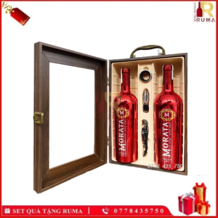 Set quà tặng hộp kính 2 chai rượu vang Ý Morata (vang ngọt)