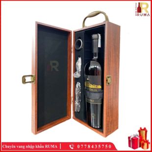 Set Quà Tặng Hộp Da 1 Chai Rượu Vang Ý Sole D'Italia Semi - GMD