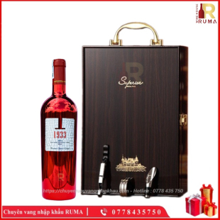 Set Quà Tặng Hộp Sơn Mài 2 Chai Rượu Vang Ý 1933 Ruby