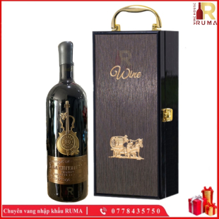 Set Quà Tặng 1 Chai Vang Ý La Chitarra (Vang Cây Đàn) - Hộp Sơn Mài Xám